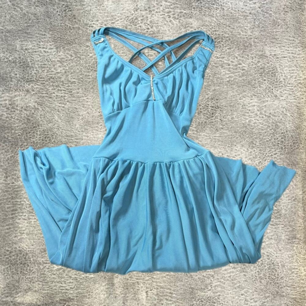 Blue Vintage Empire Gathered Maxi Dress